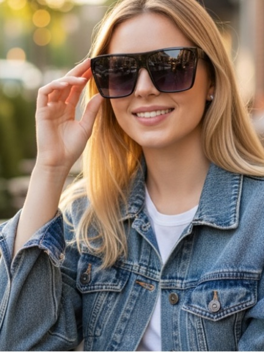 Over size black retro square flat top sunglasses NWT
